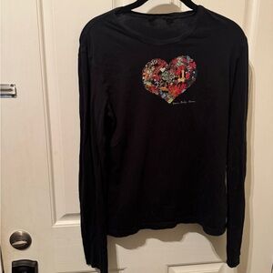Black Long Sleeve Tee with Colorful Heart Graphic